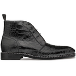 Mezlan Crocodile Contrast Welt Chukka Boot Black