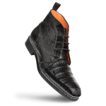 Mezlan Crocodile Contrast Welt Chukka Boot Black 