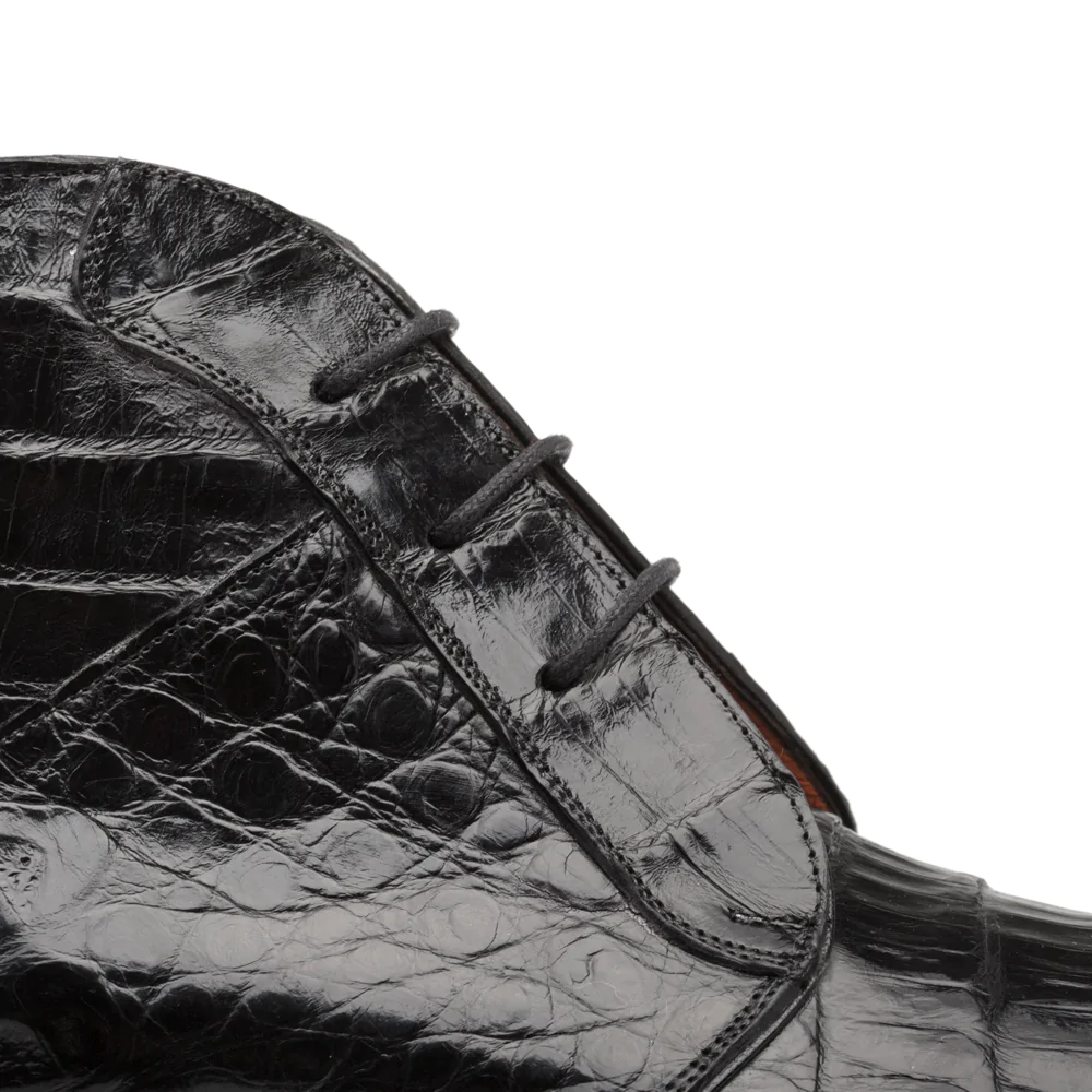Mezlan Crocodile Contrast Welt Chukka Boot Black 