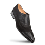 Mezlan Ostrich / Suede Gored Slip On Black 