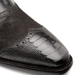 Mezlan Ostrich / Suede Gored Slip On Black 