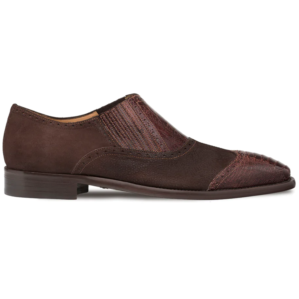 Mezlan Ostrich / Suede Gored Slip On Brown