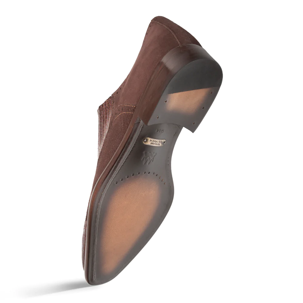 Mezlan Ostrich / Suede Gored Slip On Brown