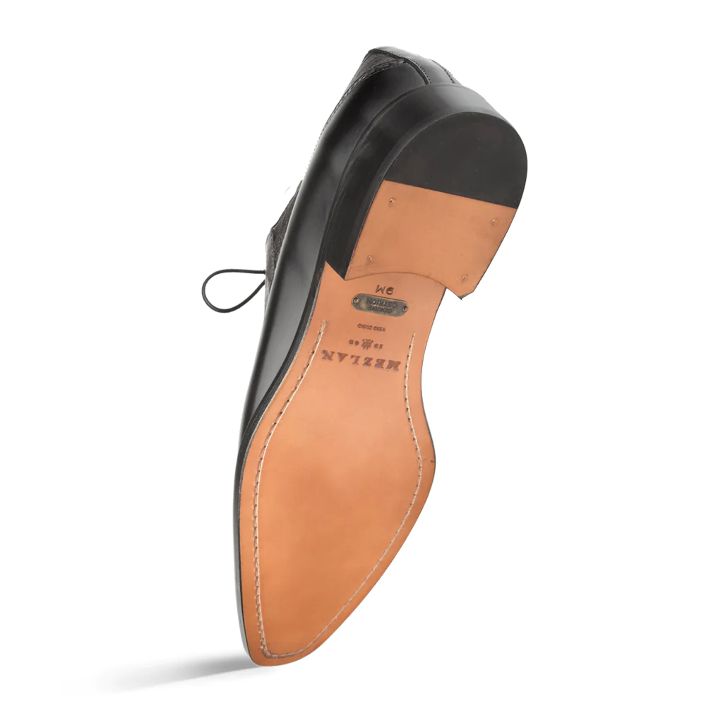 Mezlan Ostrich / Calfskin Two Tone Oxfords Black 