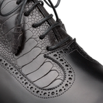 Mezlan Ostrich / Calfskin Two Tone Oxfords Black 