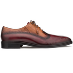 Mezlan Ostrich / Calfskin Two Tone Oxfords Burgundy / Camel