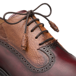 Mezlan Ostrich / Calfskin Two Tone Oxfords Burgundy / Camel