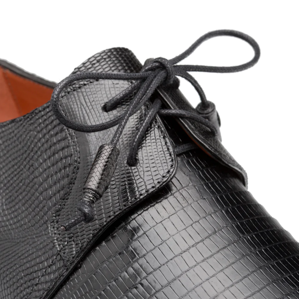 Mezlan Lizard Cap Toe Tassel Derby Black 