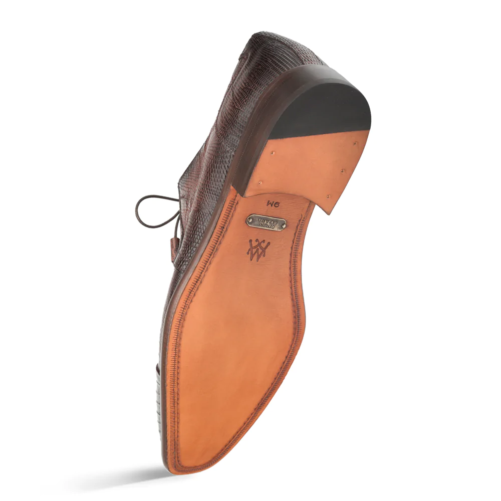 Mezlan Lizard Cap Toe Tassel Derby Brown