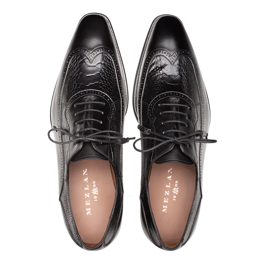 Mezlan Two-Tone Ostrich /Calf Oxford Black (SX4945-P)