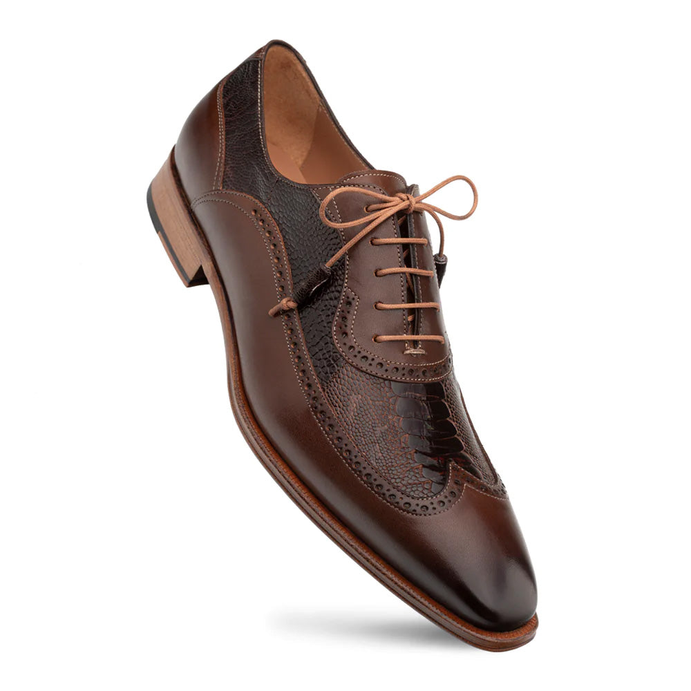 Mezlan Two-Tone Ostrich /Calf Oxford Mocha (SX4945-P)