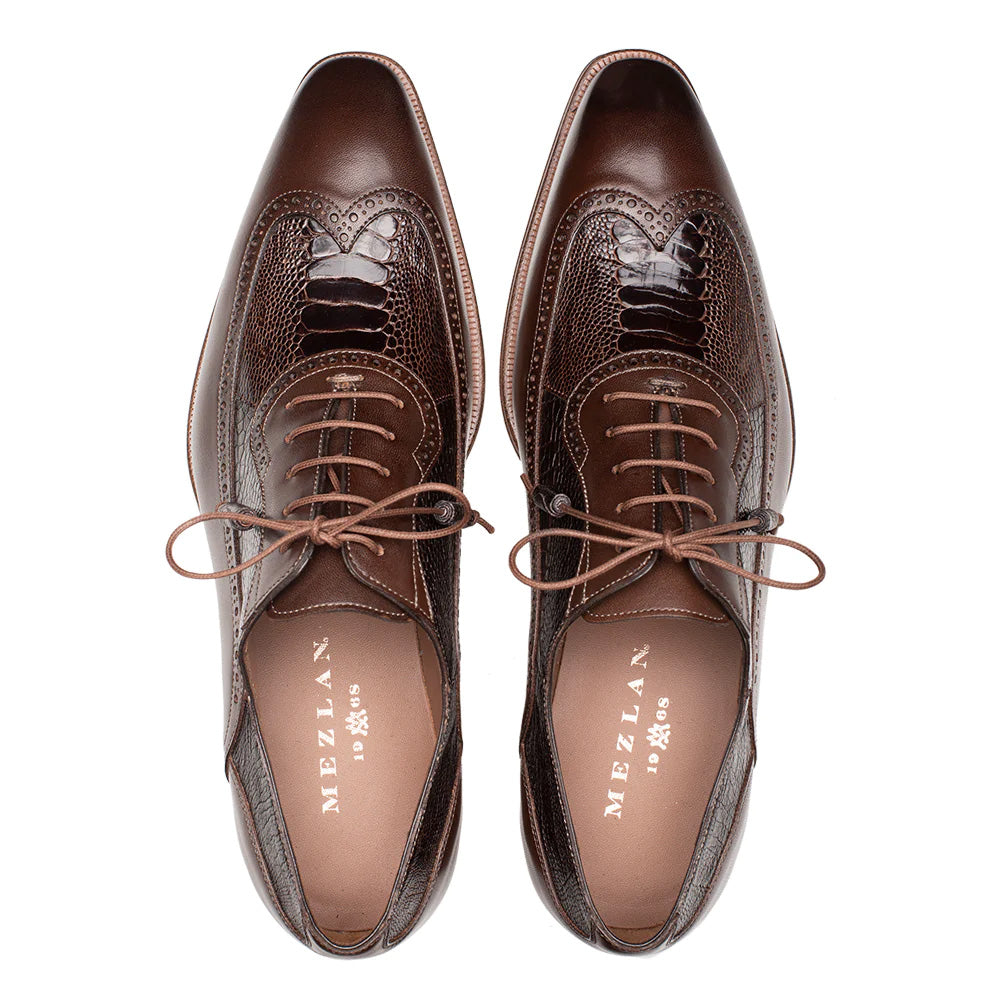 Mezlan Two-Tone Ostrich /Calf Oxford Mocha (SX4945-P)