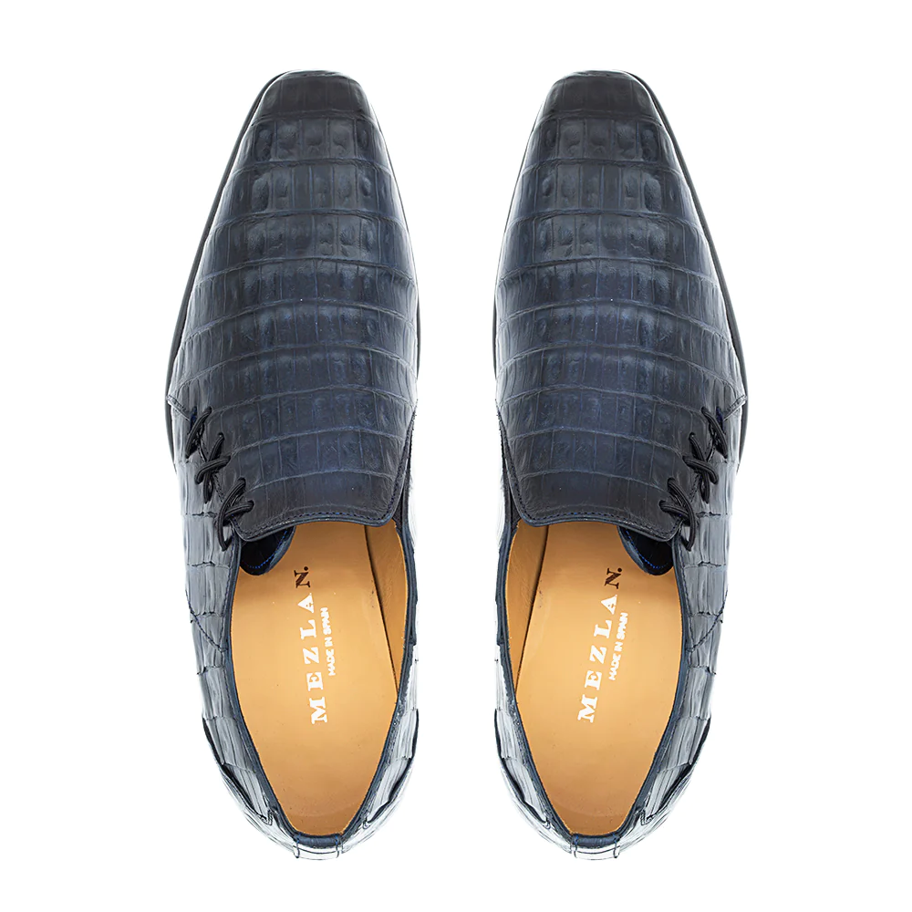 Mezlan Fuscus Crocodile Side Lace Slip On Blue (SX50039-F)