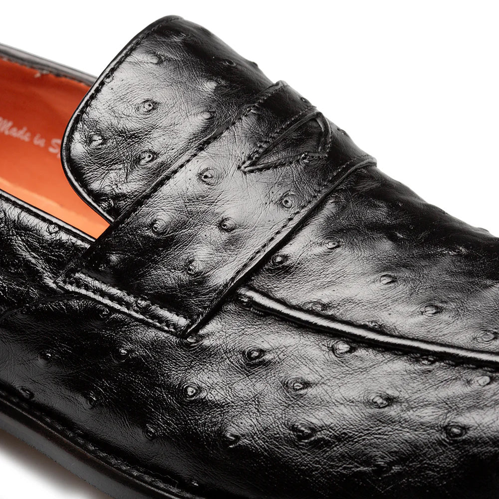 Mezlan Ostrich Penny Loafer Black (SX50045-S)