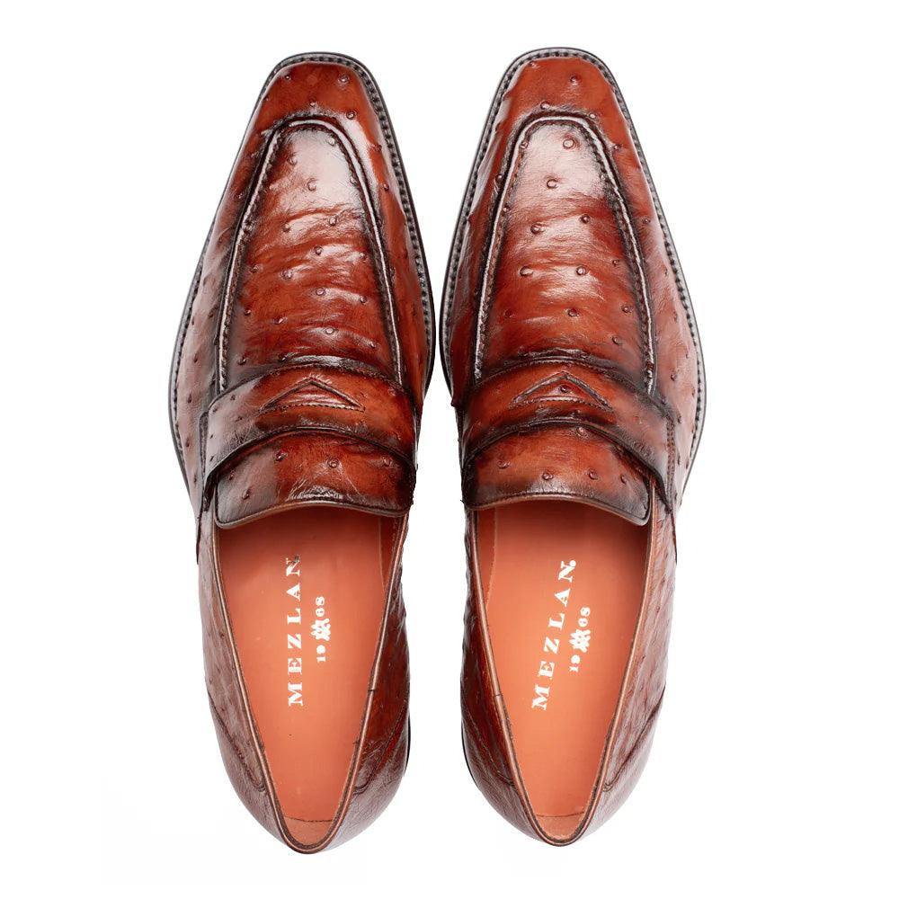 Mezlan Ostrich Penny Loafer Brandy (SX50045-S)