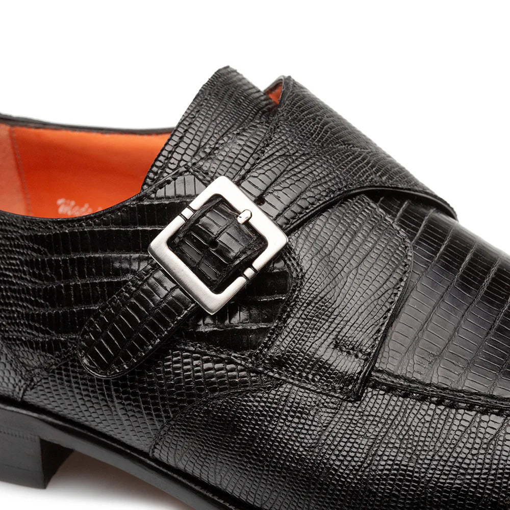 Mezlan Lizard Monk Strap Black (SX50046-L)