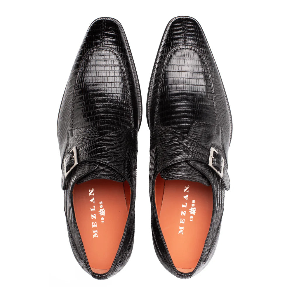 Mezlan Lizard Monk Strap Black (SX50046-L)