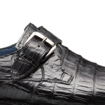 Mezlan Magnus Crocodile Monk Strap Shoes Black (4737-F)