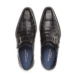 Mezlan Magnus Crocodile Monk Strap Shoes Black (4737-F)