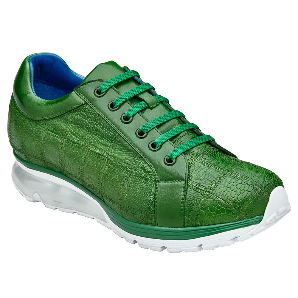 Belvedere Magnus Ostrich Patchwork Sneakers Emerald (E21)