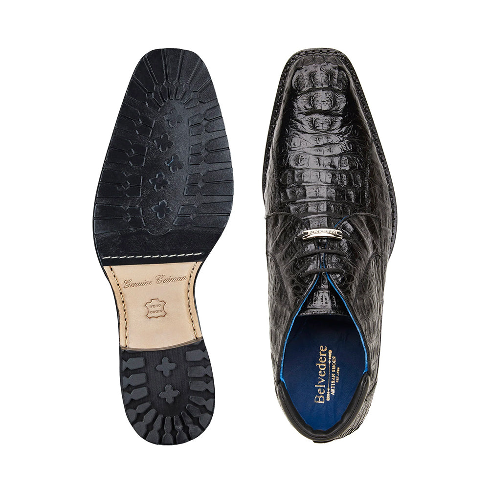 Belvedere Marcello Genuine Hornback Caiman Ankle Boots Black