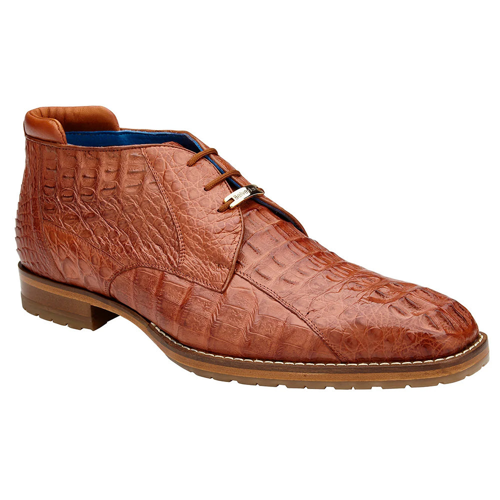 Belvedere Marcello Genuine Hornback Caiman Ankle Boots Cognac