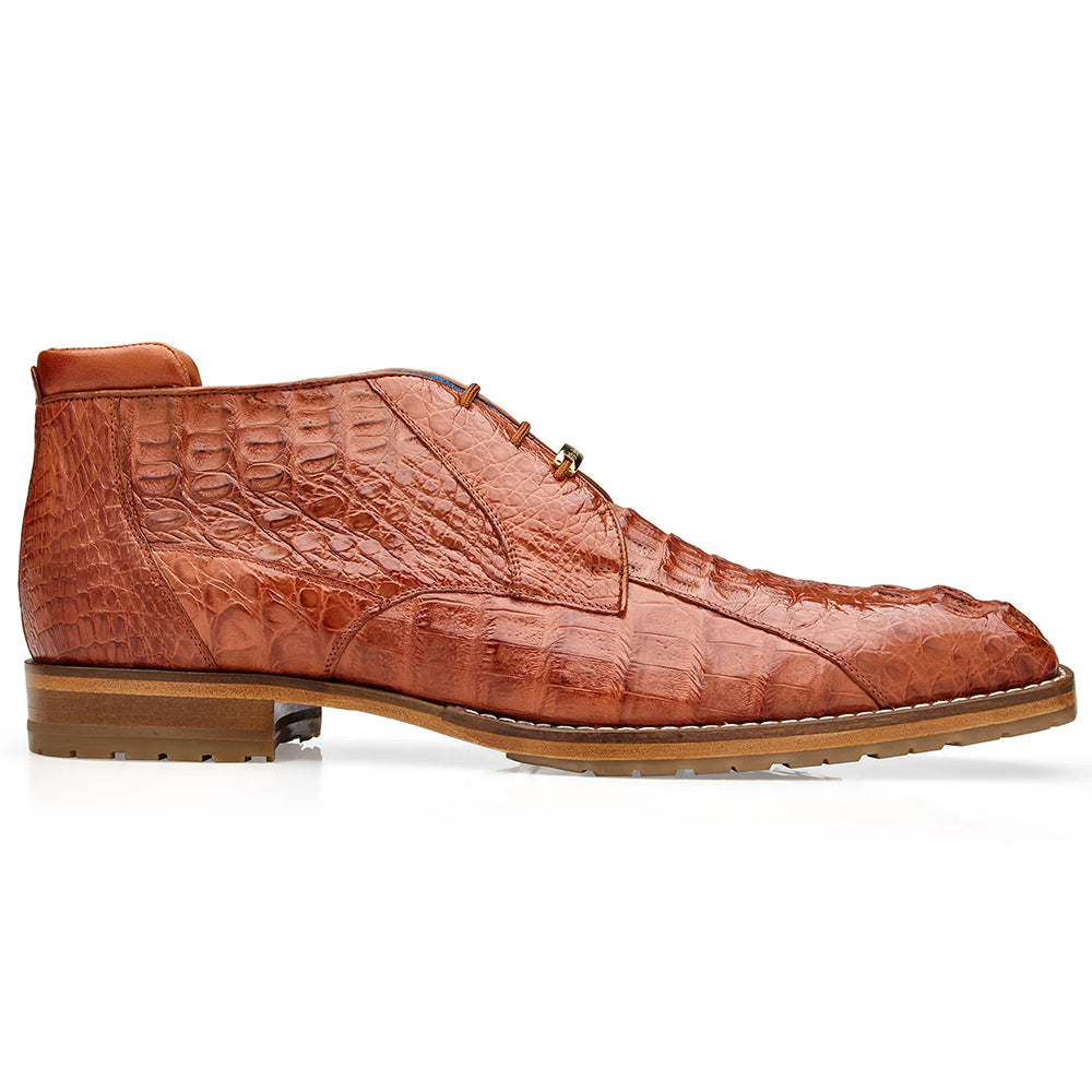 Belvedere Marcello Genuine Hornback Caiman Ankle Boots Cognac