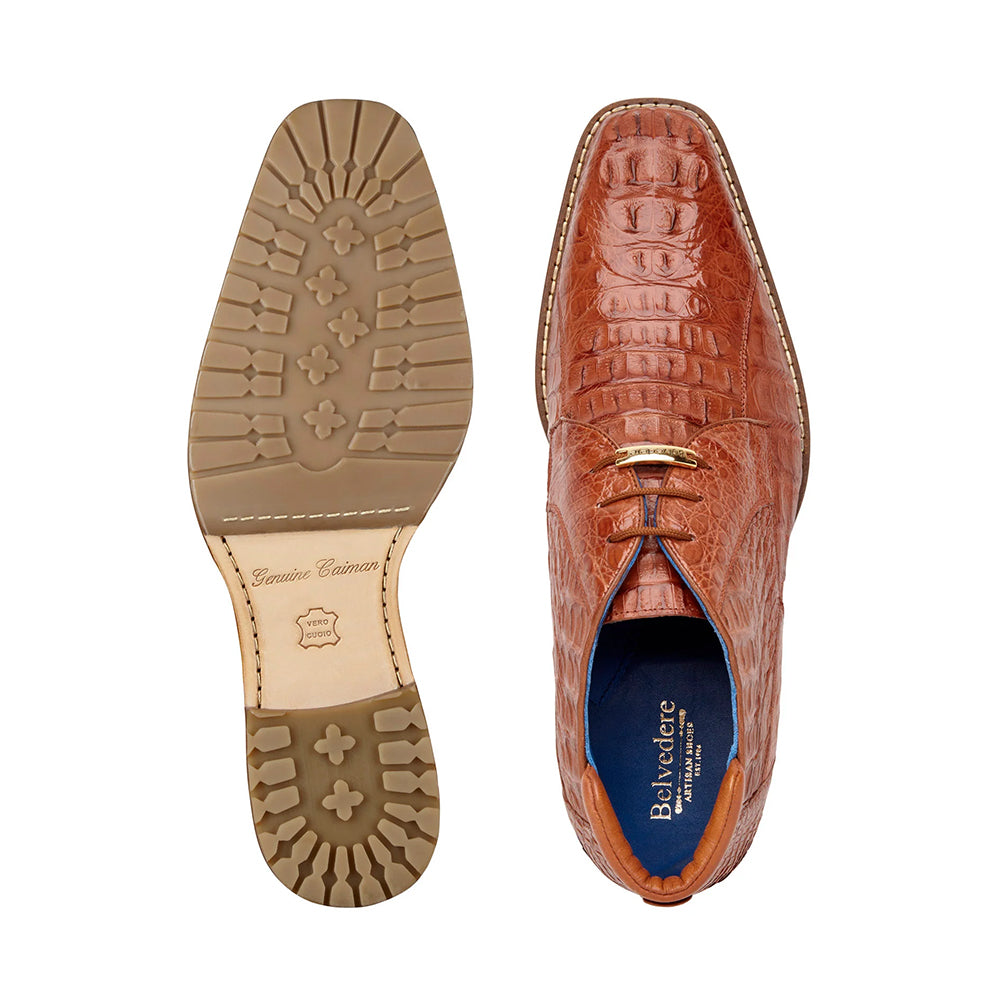 Belvedere Marcello Genuine Hornback Caiman Ankle Boots Cognac