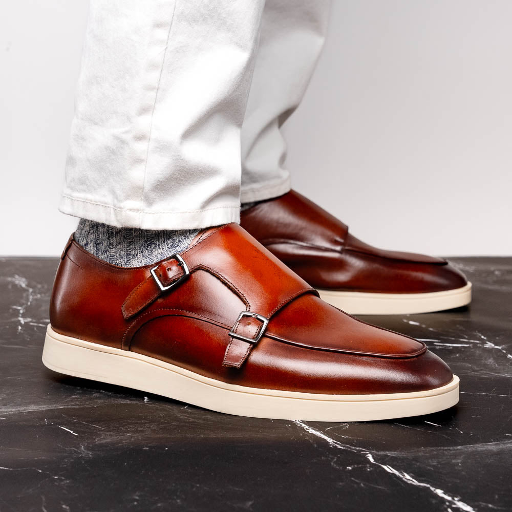 Belvedere Studio Marcio Double Monk Strap Sneaker Cognac
