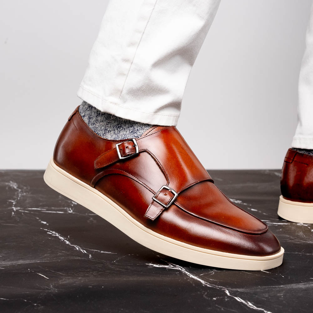 Belvedere Studio Marcio Double Monk Strap Sneaker Cognac