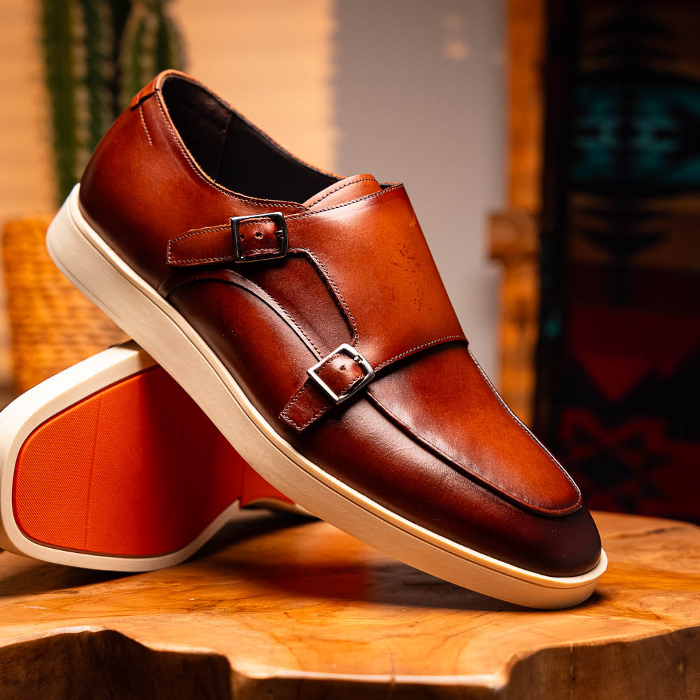 Belvedere Studio Marcio Double Monk Strap Sneaker Cognac
