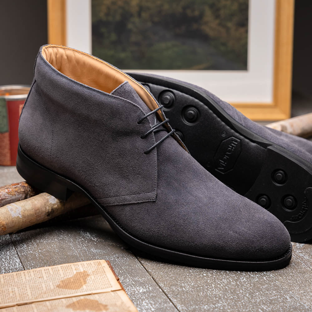 Zelli Marco Italian Suede Chukka Boots Grey | MensDesignerShoe.com