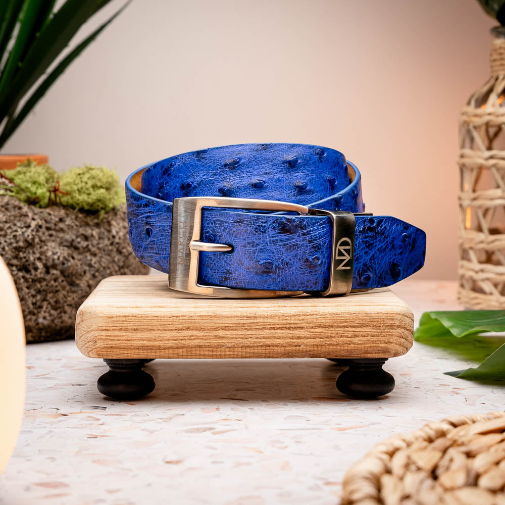 Marco Di Milano Ostrich Quill Belt Electric Blue