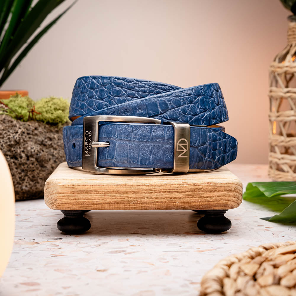 Marco Di Milano Crocodile Belt Blue