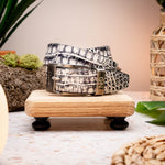 Marco Di Milano Crocodile Belt Antique Newspaper