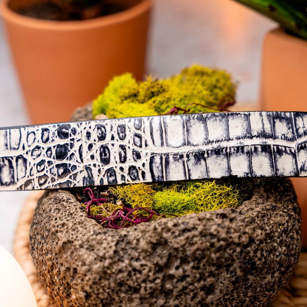 Marco Di Milano Crocodile Belt Antique Newspaper
