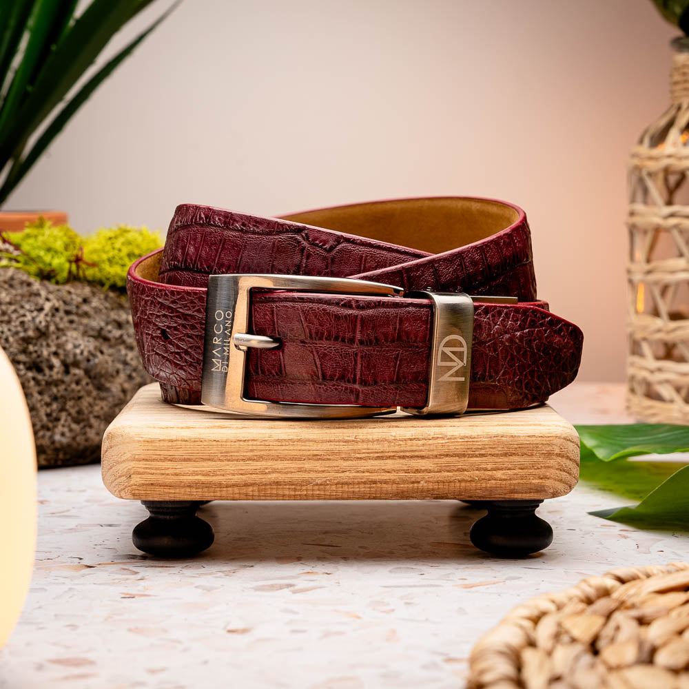 Marco Di Milano Crocodile Belt Wine