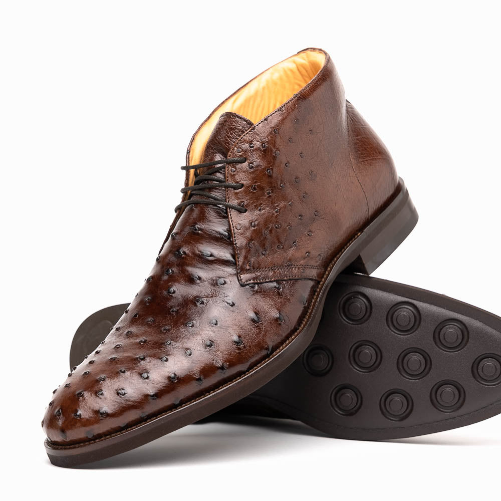 Zelli Marco Ostrich Chukka Boots Brown (43-594-CGN)