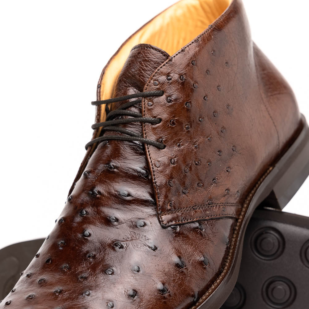 Zelli Marco Ostrich Chukka Boots Brown (43-594-CGN)