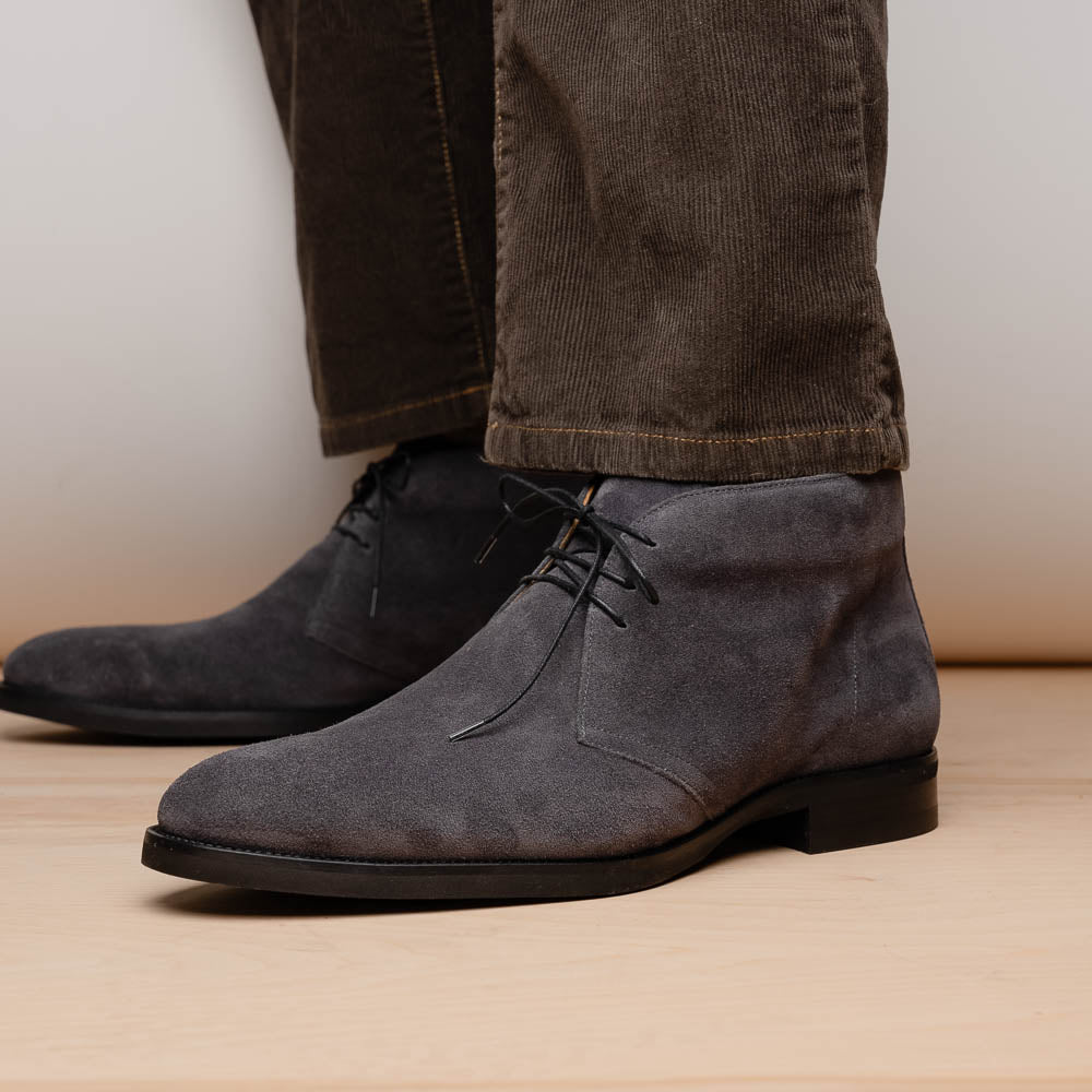 Zelli Marco Italian Suede Chukka Boots Grey | MensDesignerShoe.com