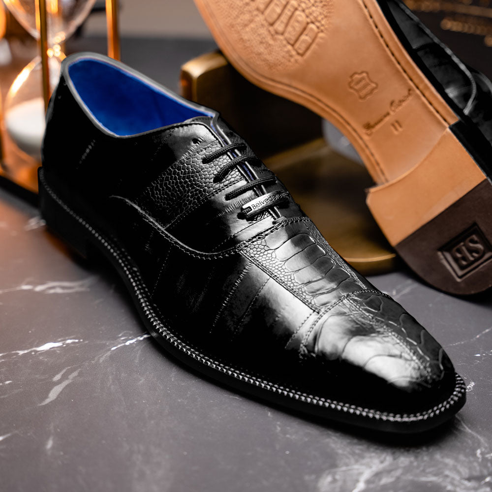 Belvedere Mare Ostrich/Eel Shoes Black (2P7)