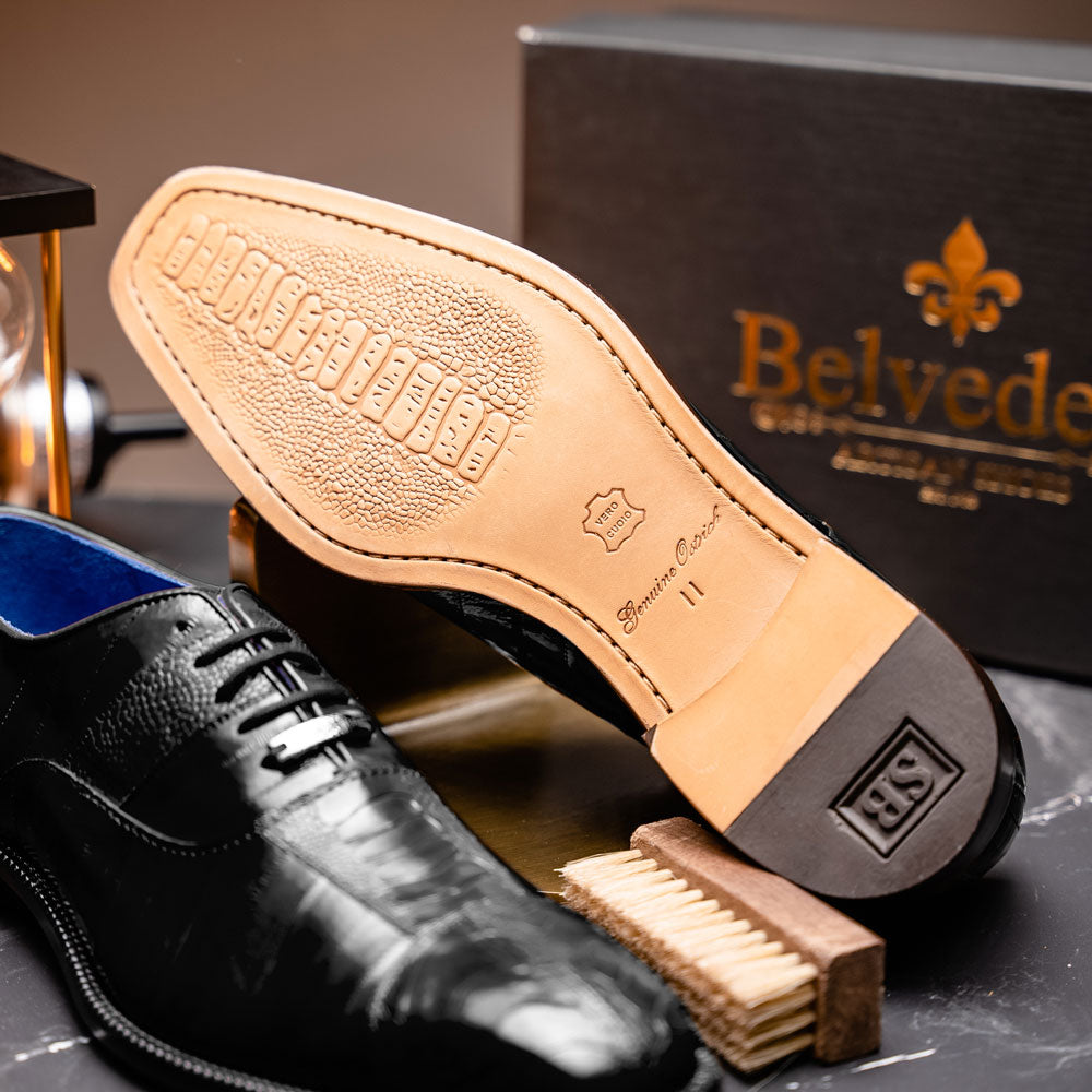 Belvedere Mare Ostrich/Eel Shoes Black (2P7)
