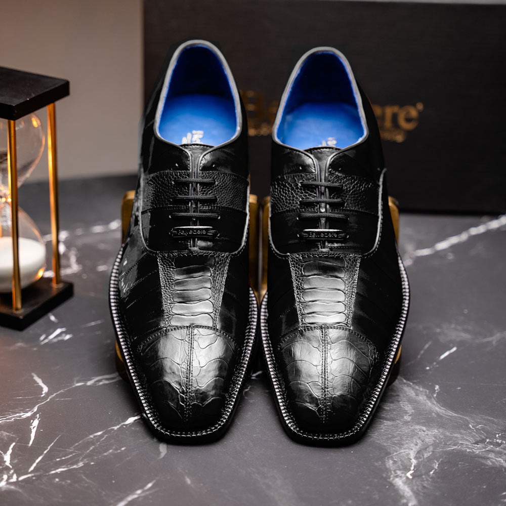 Belvedere Mare Ostrich/Eel Shoes Black (2P7)