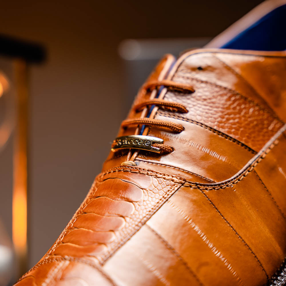Belvedere Mare Ostrich/Eel Shoes Camel (2P7)