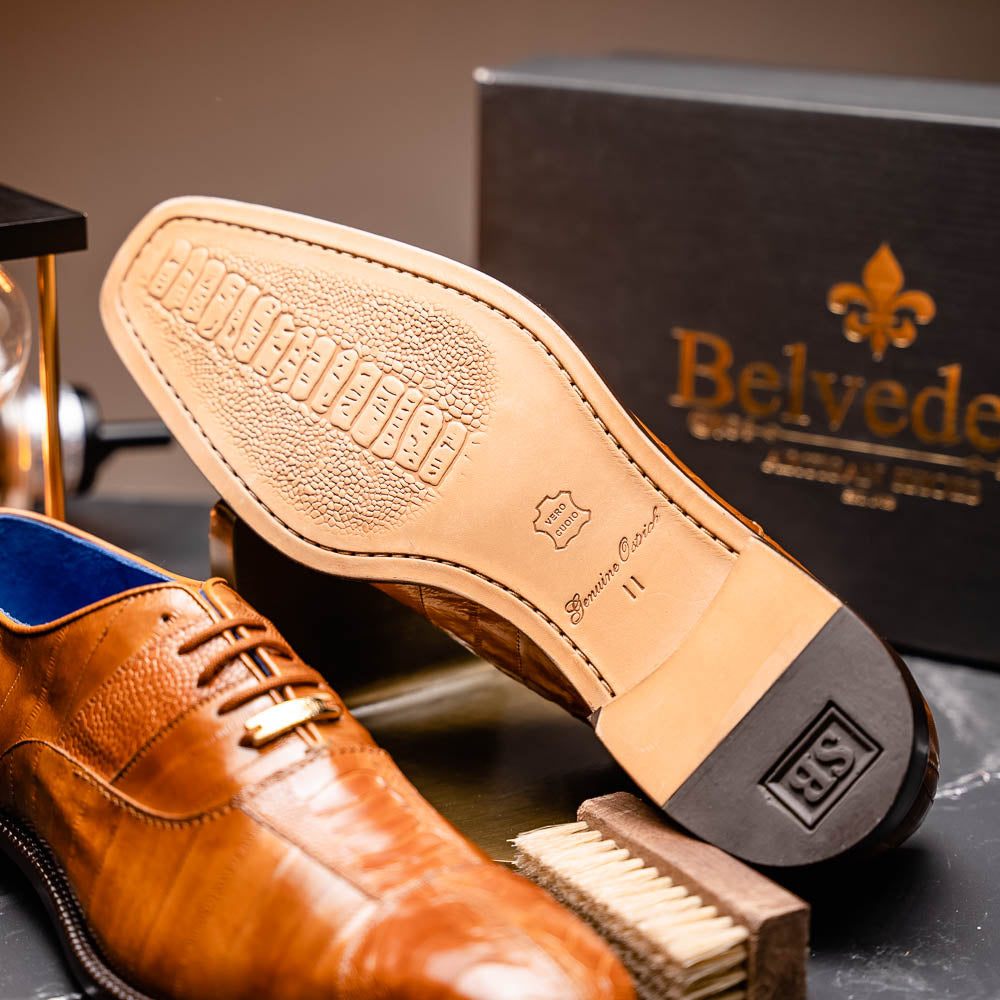 Belvedere Mare Ostrich/Eel Shoes Camel (2P7)