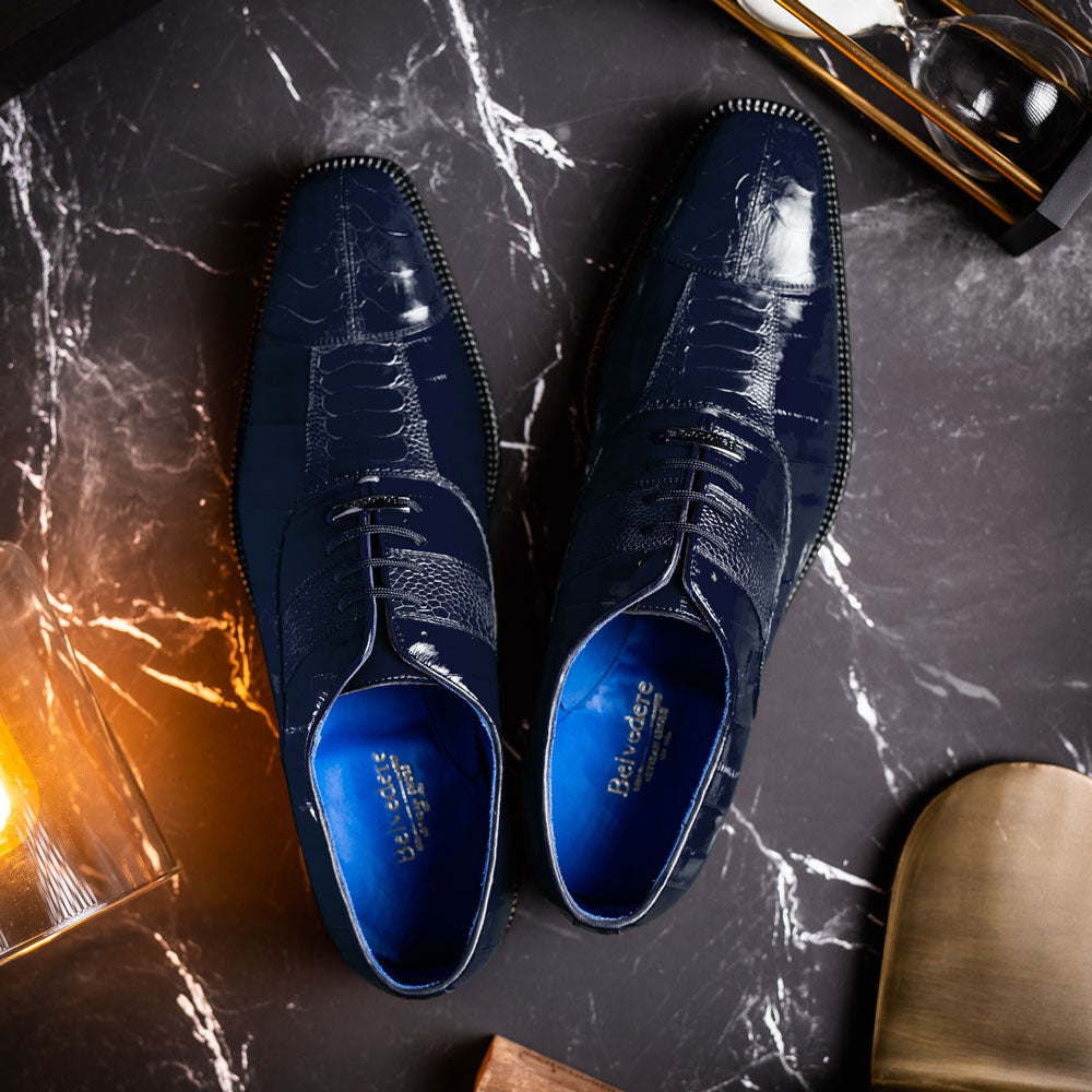 Belvedere Mare Ostrich/Eel Shoes Navy (2P7)