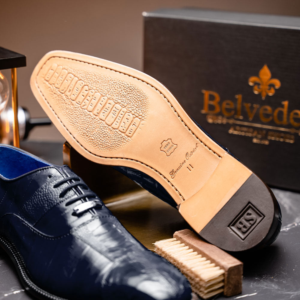 Belvedere Mare Ostrich/Eel Shoes Navy (2P7)