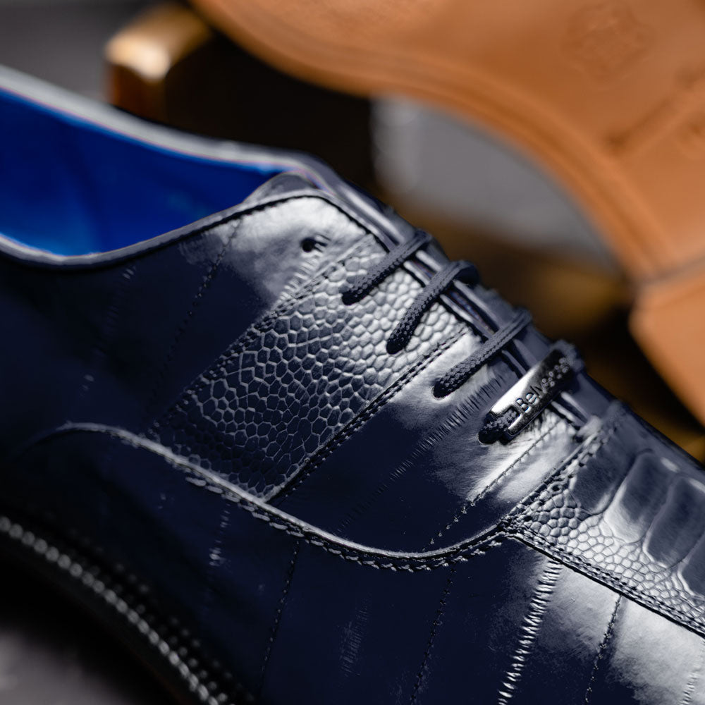Belvedere Mare Ostrich/Eel Shoes Navy (2P7)