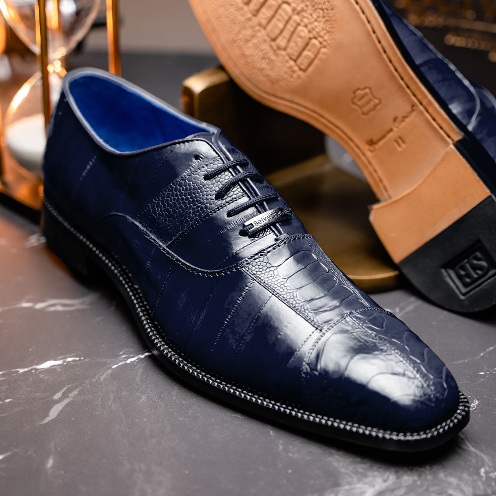 Belvedere Mare Ostrich/Eel Shoes Navy (2P7)
