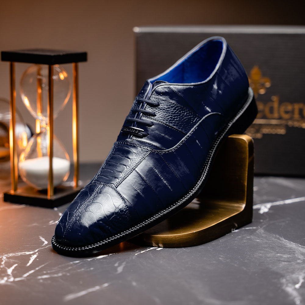 Belvedere Mare Ostrich/Eel Shoes Navy (2P7)